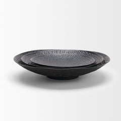 Patera Black Hammered Iron Metal Decorative Bowls (Set of 3)