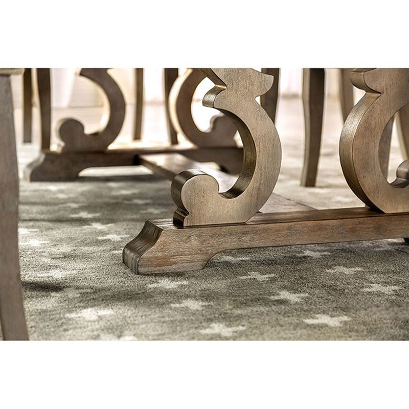 Patience Rustic Natural Tone/Beige 7 Pc Dining Table Set - Ornate Home