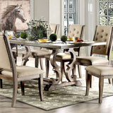 Patience Rustic Natural Tone/Beige 7 Pc Dining Table Set - Ornate Home