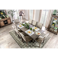 Patience Rustic Natural Tone/Beige 9 Pc Dining Table Set - Ornate Home