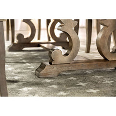 Patience Rustic Natural Tone/Beige 9 Pc Dining Table Set - Ornate Home