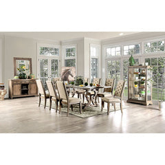 Patience Rustic Natural Tone/Beige 9 Pc Dining Table Set - Ornate Home