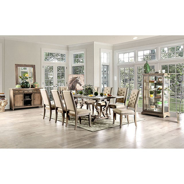 Patience Rustic Natural Tone/Beige 9 Pc Dining Table Set - Ornate Home
