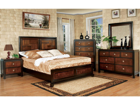 Patra Acacia/Walnut 5 Pc. Queen Bedroom Set w/ 2NS - Ornate Home