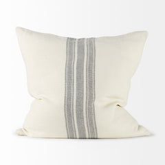 Patrice Cream/Gray 22x22 Pillow Cover with Down Filler (Set of 2) - Ornate Home