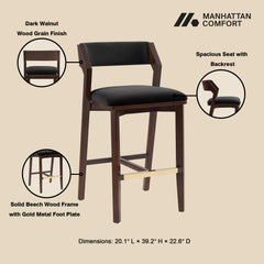 Patricia Barstool in Black (set of 2) - Ornate Home