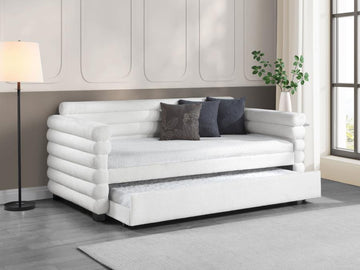 Patricia Boucle Upholstered Twin Daybed w/ Trundle - Ornate Home