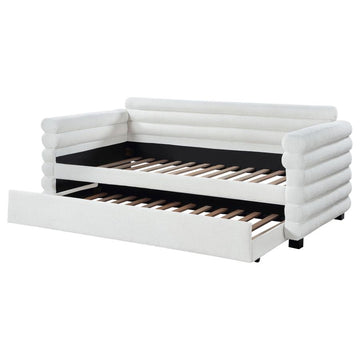 Patricia Boucle Upholstered Twin Daybed w/ Trundle - Ornate Home