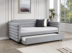 Patricia Boucle Upholstered Twin Daybed w/ Trundle - Ornate Home