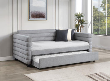 Patricia Boucle Upholstered Twin Daybed w/ Trundle - Ornate Home