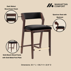 Patricia Counter Stool in Black (set of 2) - Ornate Home