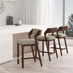 Patricia Counter Stool in Linen (set of 3) - Ornate Home