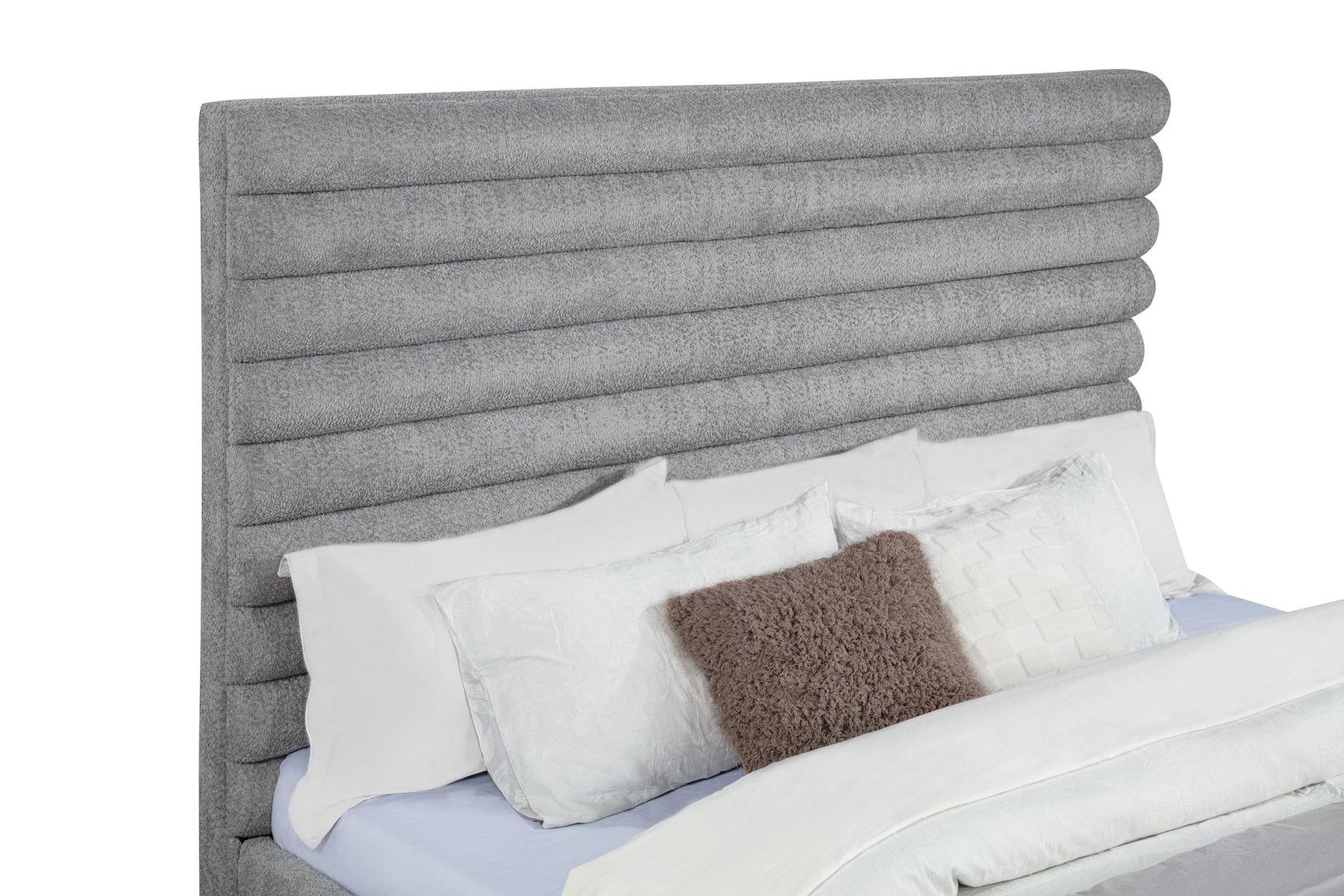 Patricia Grey 58-inch Boucle Upholstered California King Bed - Ornate Home