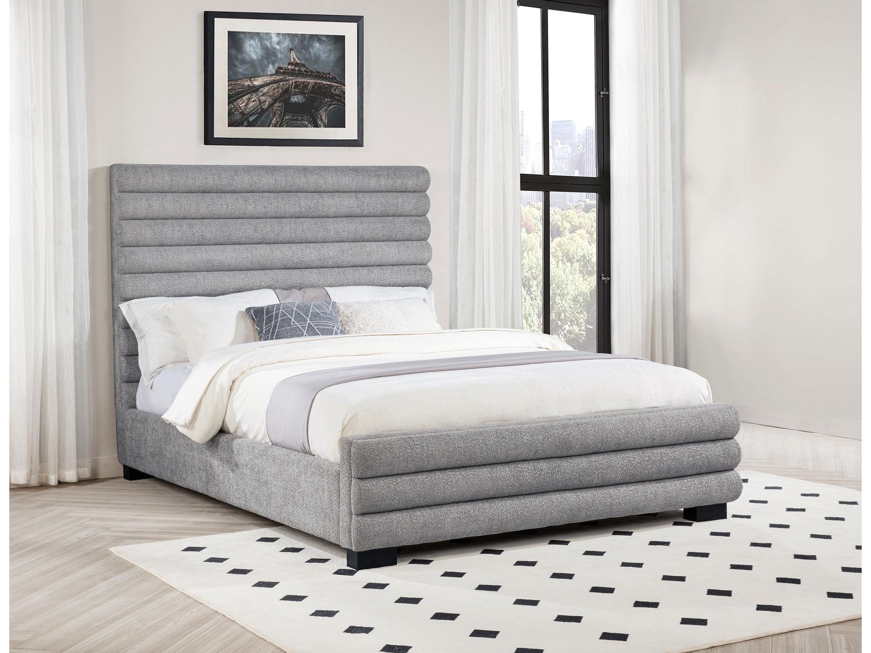 Patricia Grey 58-inch Boucle Upholstered Queen Bed - Ornate Home