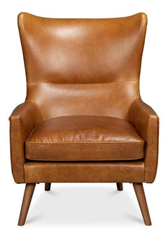 Patron Brown Highback Leather Chair - Ornate Home