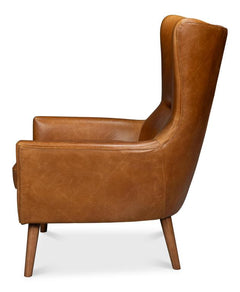 Patron Brown Highback Leather Chair - Ornate Home