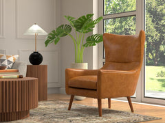 Patron Brown Highback Leather Chair - Ornate Home