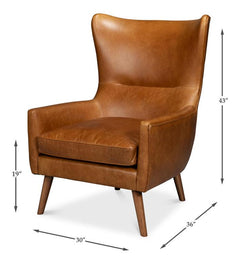 Patron Brown Highback Leather Chair - Ornate Home