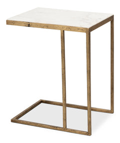 Patsy Gold/White Banswara Marble Side Table - Ornate Home