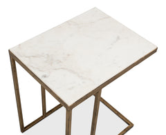 Patsy Gold/White Banswara Marble Side Table - Ornate Home