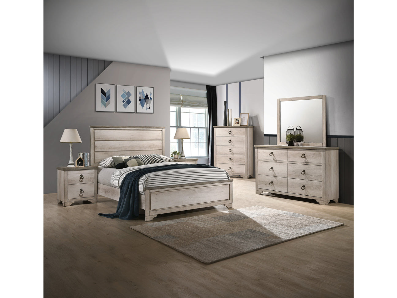 Patterson Driftwood Gray Panel Bedroom Set - Ornate Home