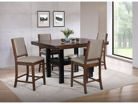 Patterson Mango Oak / Black Counter Height 5-piece Dining Room Set - Ornate Home