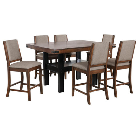 Patterson Oak 7-piece Counter Height Dining Room Set - Ornate Home