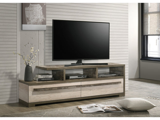 Patterson Weathered White/Natural TV Stand - Ornate Home