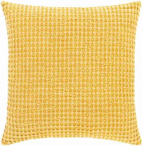 Paulding Textured Yellow Cotton Square Throw Pillow - Ornate Home