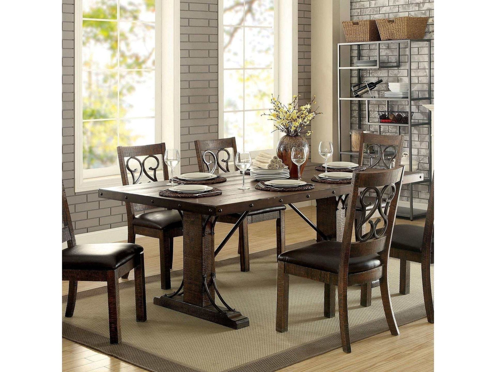 Paulina  Rustic Walnut/Espresso  Dining Table - Ornate Home