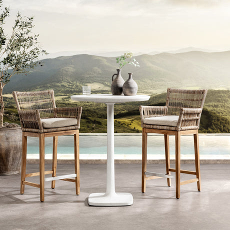 Paulina White Outdoor Bar Table - Ornate Home