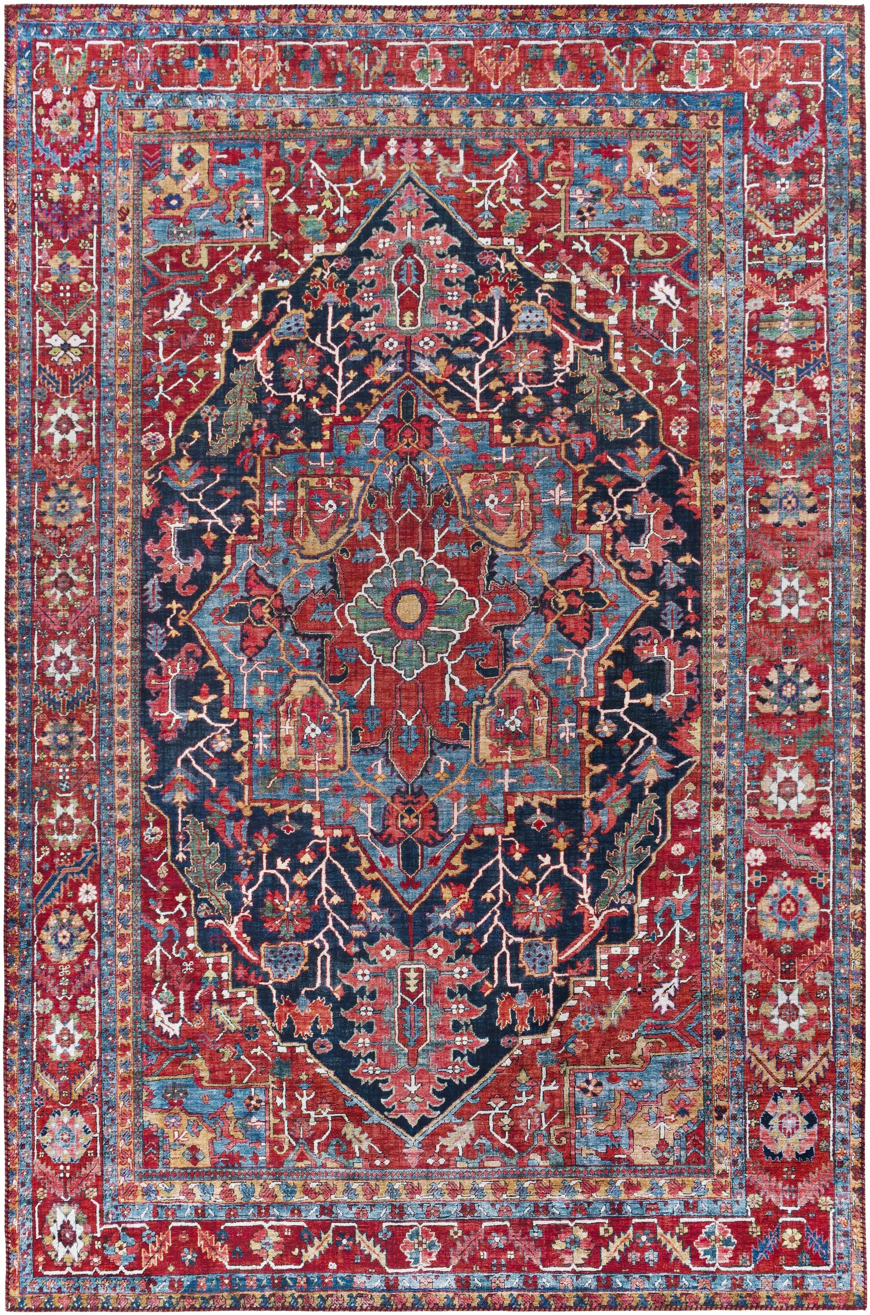 Pauline Red Medallion Performance Rug - Ornate Home