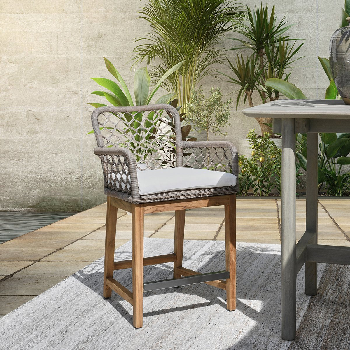 Paulo Gray Outdoor Counter Stool - Ornate Home