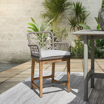 Paulo Gray Outdoor Counter Stool - Ornate Home