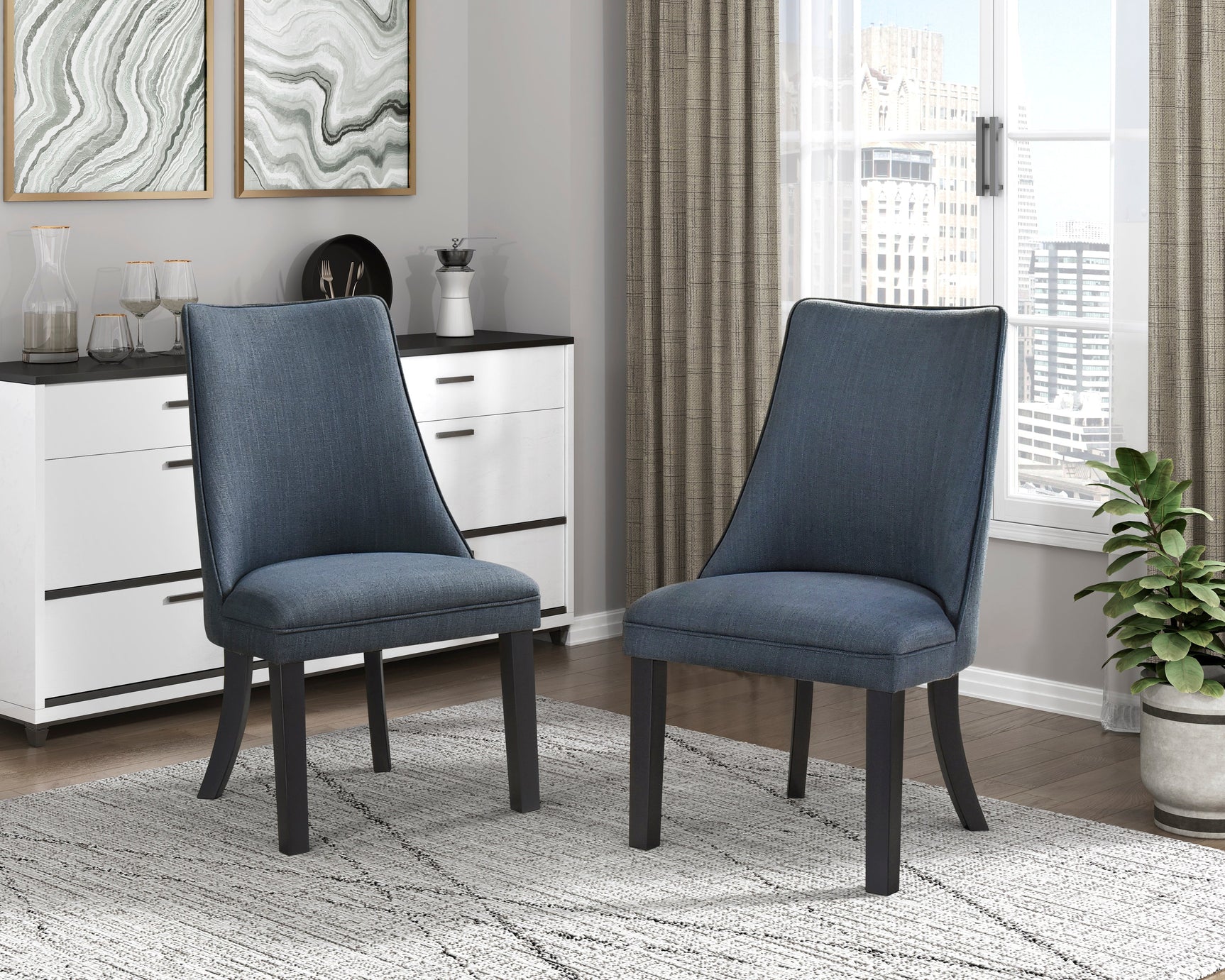 Paulson Blue Gray Side Chair (Set of 2) - Ornate Home