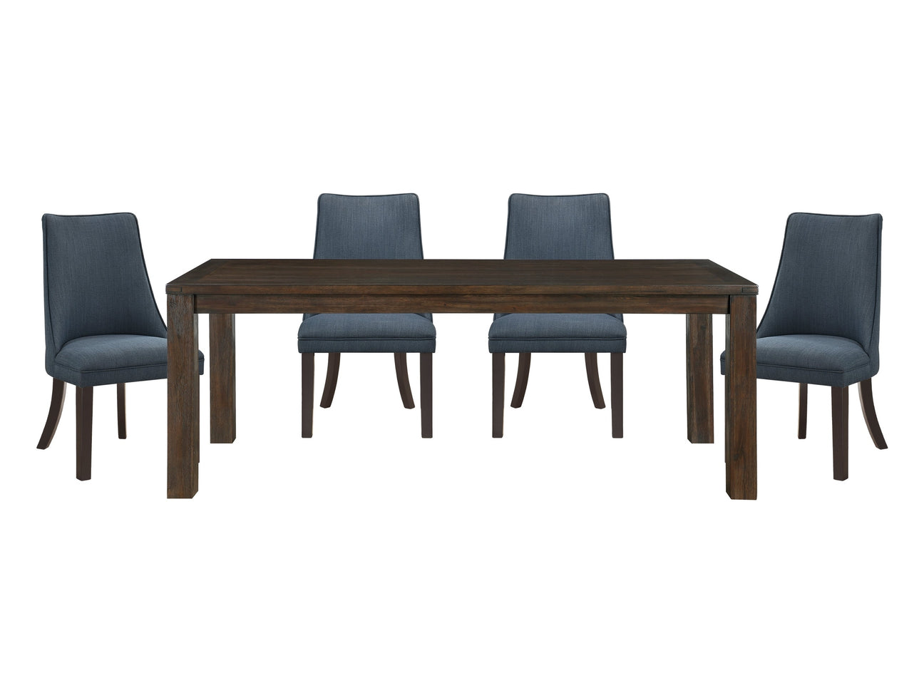 Paulson Dark Walnut/Blue Gray 5-Piece Dining Table Set - Ornate Home