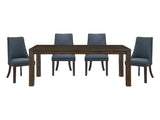 Paulson Dark Walnut/Blue Gray 5-Piece Dining Table Set - Ornate Home