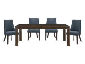 Paulson Dark Walnut/Blue Gray 5-Piece Dining Table Set - Ornate Home