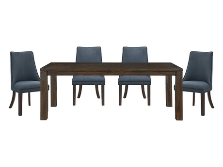 Paulson Dark Walnut/Blue Gray 5-Piece Dining Table Set - Ornate Home