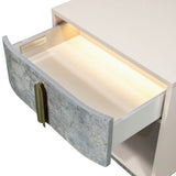 Pavira Stone 1-Drawer Nightstand with LED Lights - Ornate Home