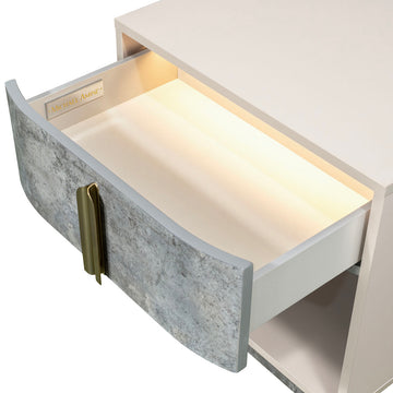 Pavira Stone 1-Drawer Nightstand with LED Lights - Ornate Home