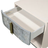 Pavira Stone 1-Drawer Nightstand with LED Lights - Ornate Home
