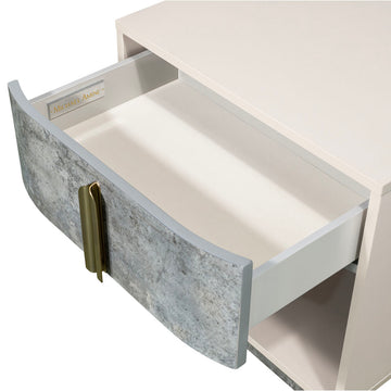 Pavira Stone 1-Drawer Nightstand with LED Lights - Ornate Home
