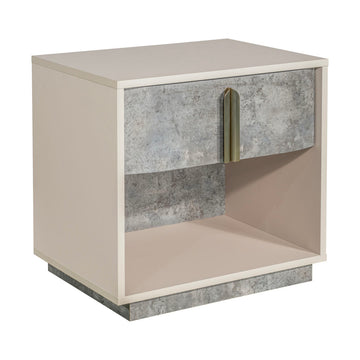 Pavira Stone 1-Drawer Nightstand with LED Lights - Ornate Home