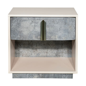 Pavira Stone 1-Drawer Nightstand with LED Lights - Ornate Home