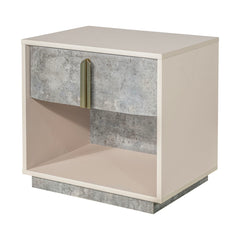 Pavira Stone 1-Drawer Nightstand with LED Lights - Ornate Home