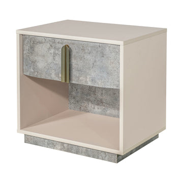 Pavira Stone 1-Drawer Nightstand with LED Lights - Ornate Home