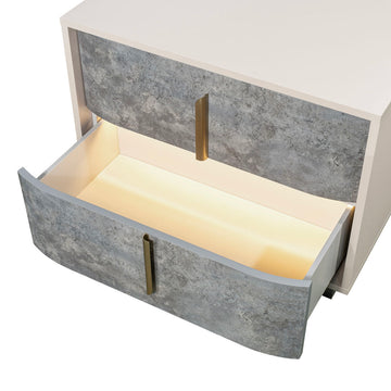Pavira Stone 2-Drawer Nightstand - Ornate Home