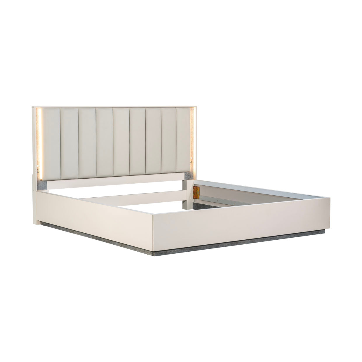 Pavira Stone/Taupe Bed with LED Lights - Ornate Home