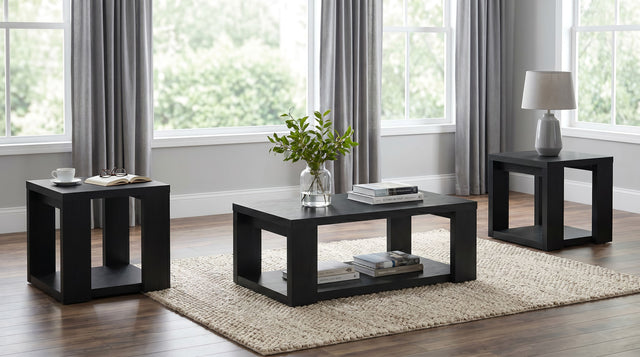 Pavone Black Coffee Table Set - Ornate Home